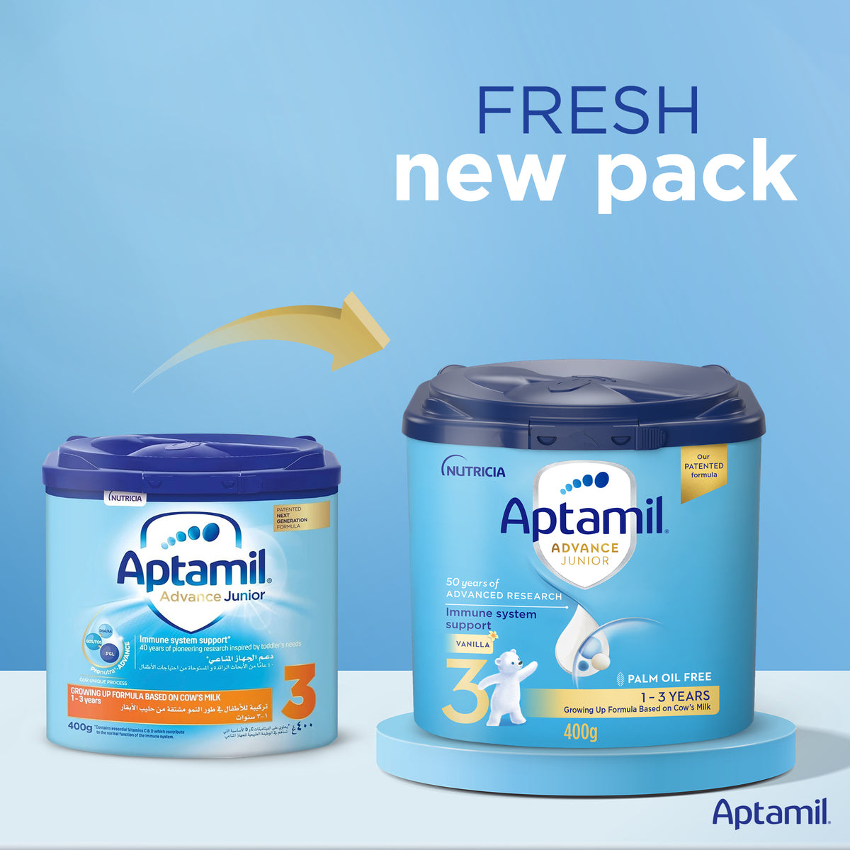 Aptamil Advance Junior Stage 3 Growing Up Formula Vanilla Flavour From 1-3 Years 400 g