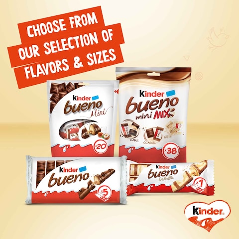Kinder Bueno Mini Milk Chocolate Bars in Wafer with Hazelnut Cream 108g