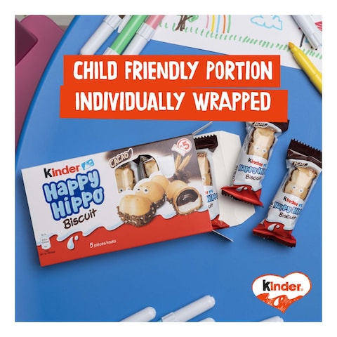 Kinder Happy Hippo Biscuits With Double Cream Filling 21g Pack of 5
