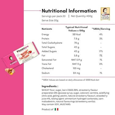 Vicenzi Strawberry Long Finger Biscuit, 200g