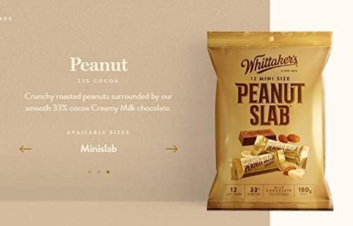 Whittaker's Mini Size Peanut Chocolate Slabs 180g (pack of 12)