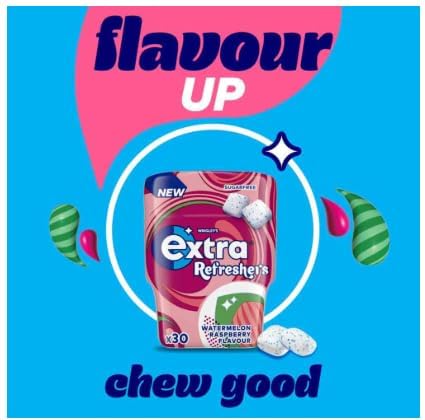 Wrigley's Extra Refreshers Sugar Free Gum, Watermelon Raspberry Flavor Chewing Gum 67gm (Imported)