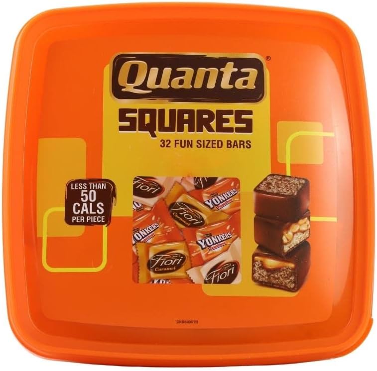 Quanta Squares Assorted Filled Bars Coated in Rich Creamy Milk Chocolate - 32 Fun Sized Bars