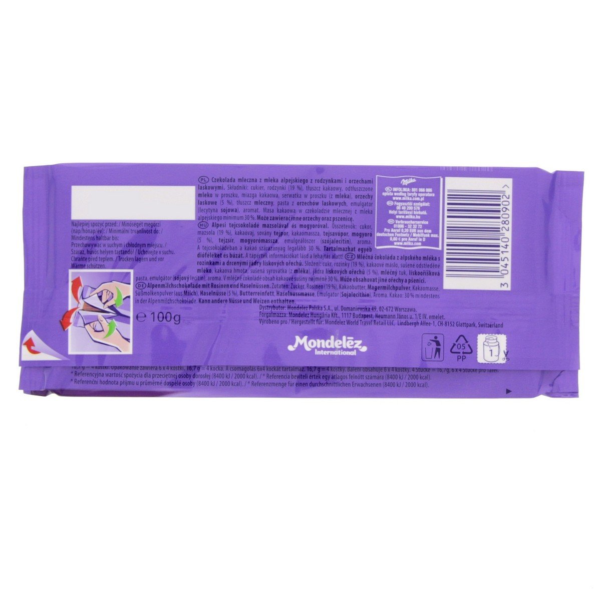 Milka Alpine Milk Chocolate Raisin & Nut 100 g