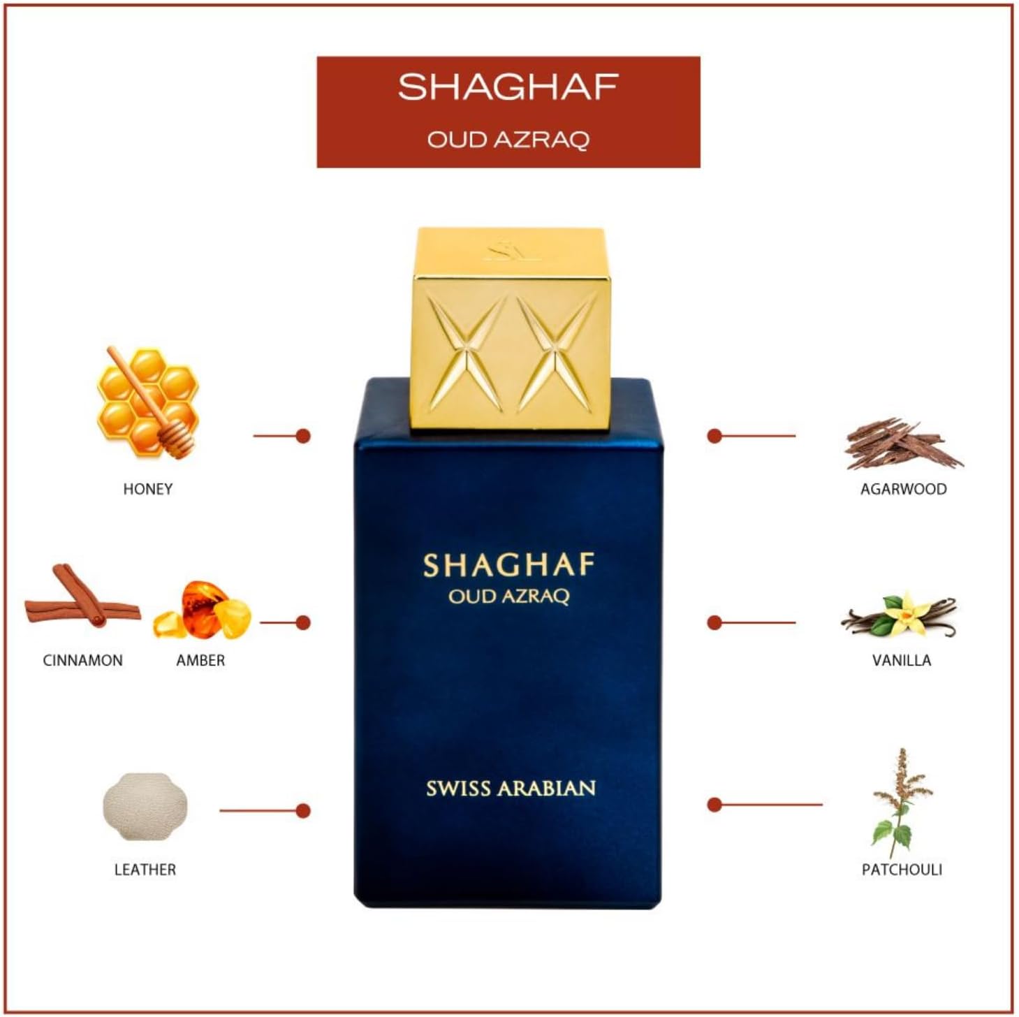 Swiss Arabian Shaghaf Oud Azraq Unisex Eau De Parfum 75ml - Amber, Vanilla, Oud Scent