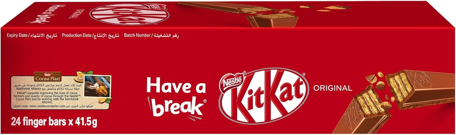 KitKat Nestle 4 Finger Milk Chocolate Wafer Bar 36.5 (24 Bars)