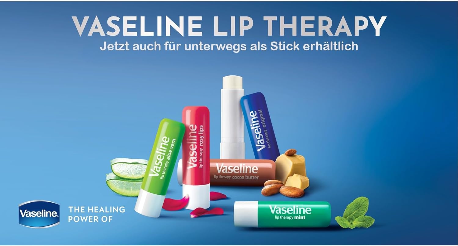 Vaseline Lip Therapy Rosy Lips Lip Balm With Pure Jelly & Light Rose Tint For Soft & Pink Lips| Nourishes & Protects Lips| Non-greasy Lip Moisturizer for Naturally Tinted Lips| 4.8 gm
