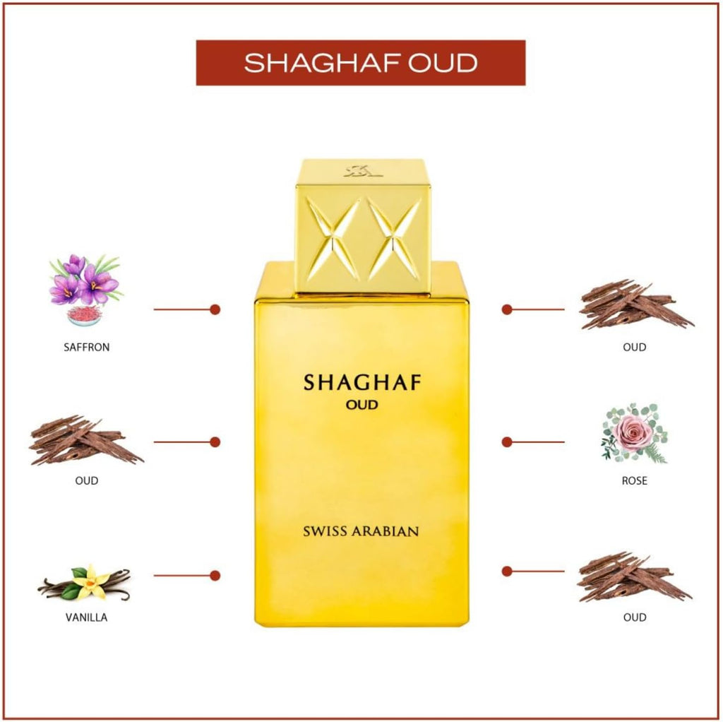 Swiss Arabian Shaghaf Oud Unisex Eau De Parfum 75ml - Gourmand Oud Scent