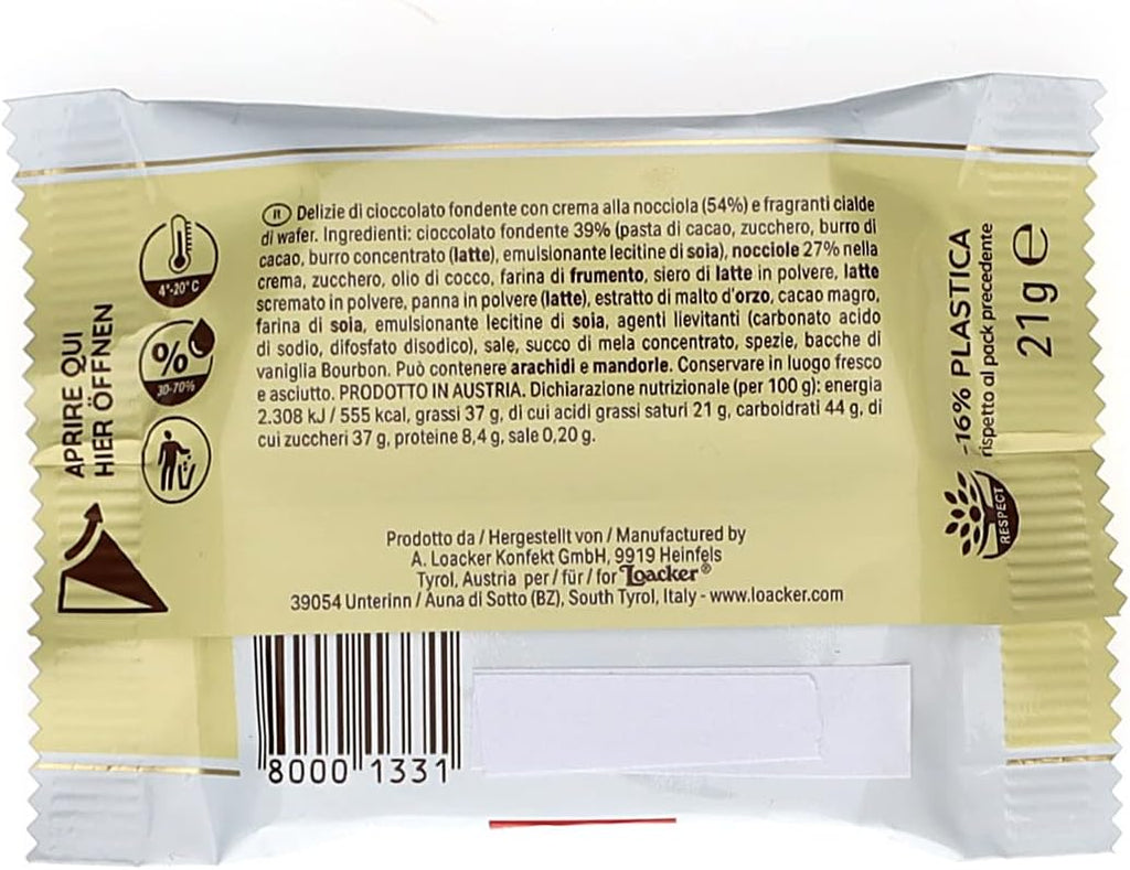 Loacker Tortina Dark Chocolate, 21 g x 24 Packs