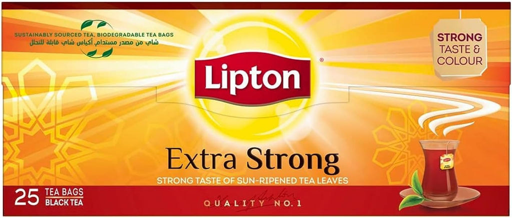 Lipton Extra Strong Black Tea – 25 Tea Bags, Rich & Robust Flavor, 55g