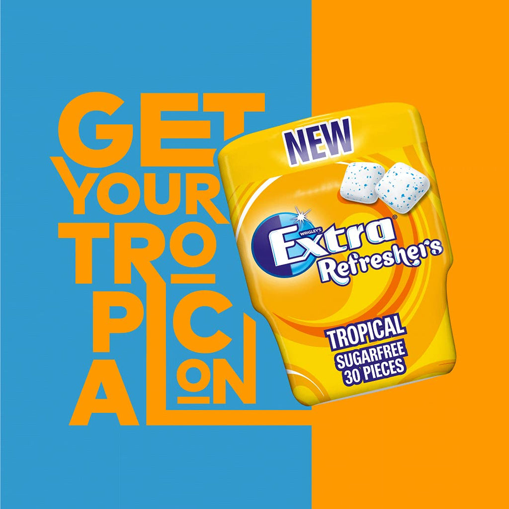 Wrigley's Extra Refreshers Chewing Gum, Tropical Flavour, Pack of 30