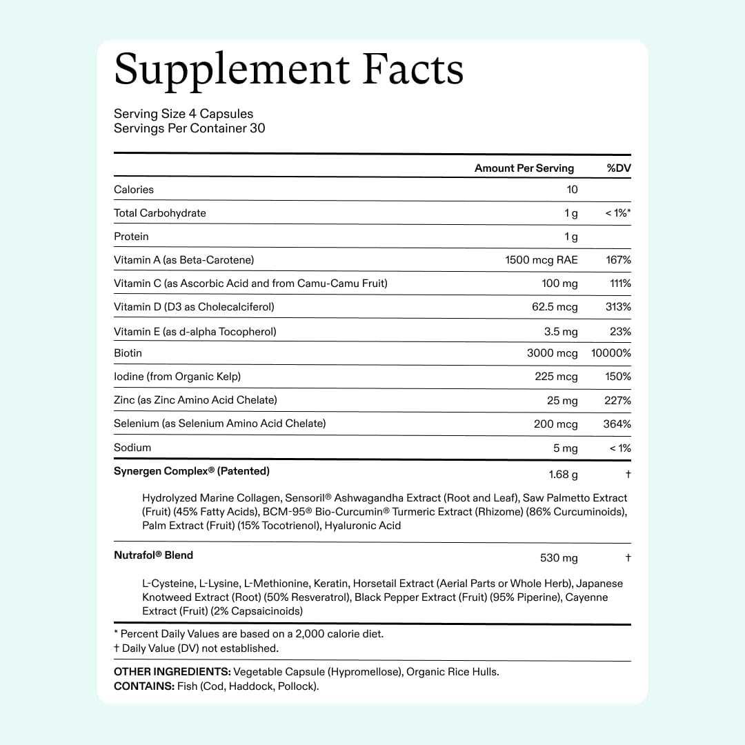 Nutrafol Hair Loss Thinning Supplement Hair Vitamin for Women,120 Capsules