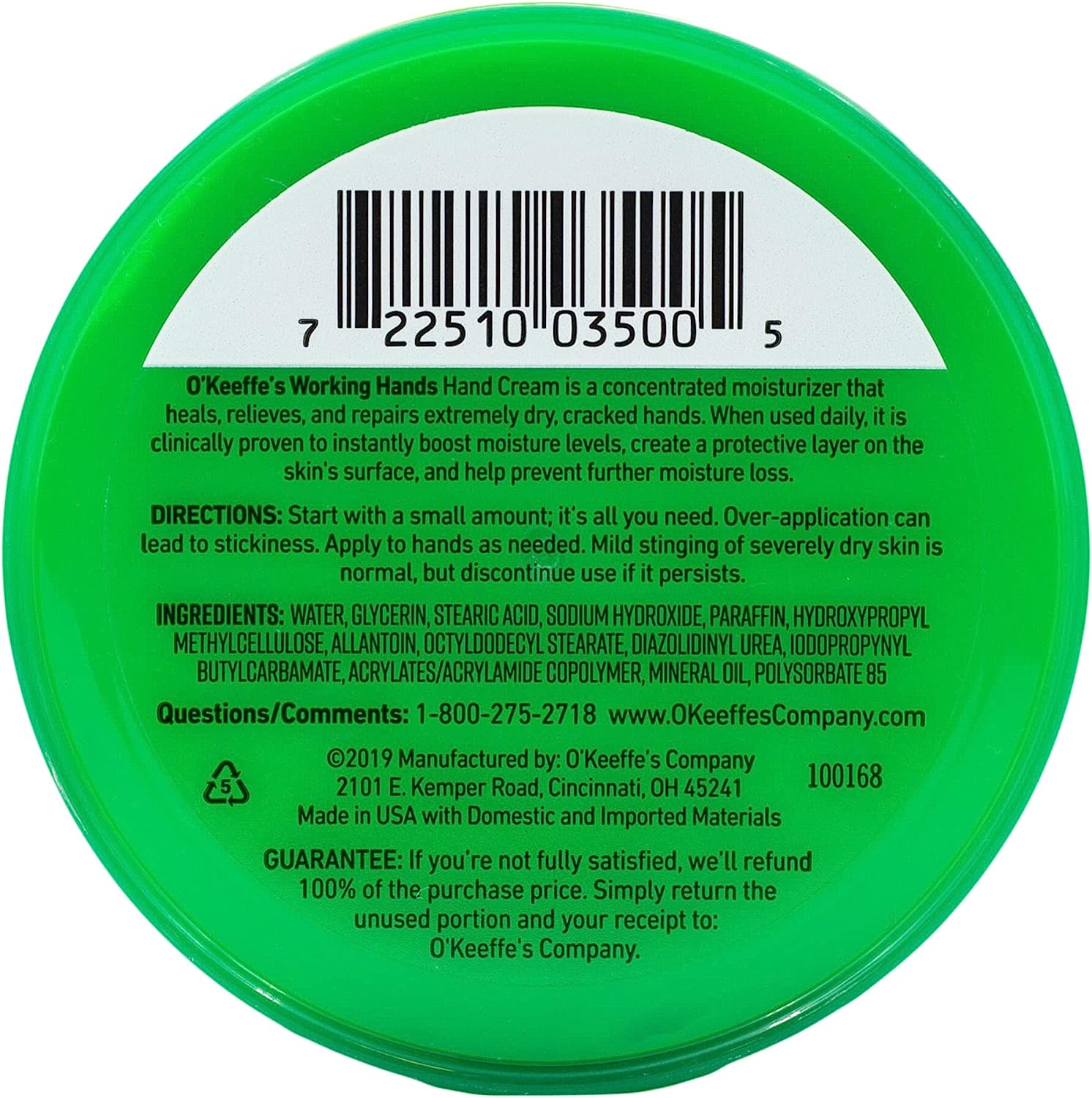 O'Keeffe's Working Hands Hand Cream, 3.4 Ounce Jar, (Pack 1)