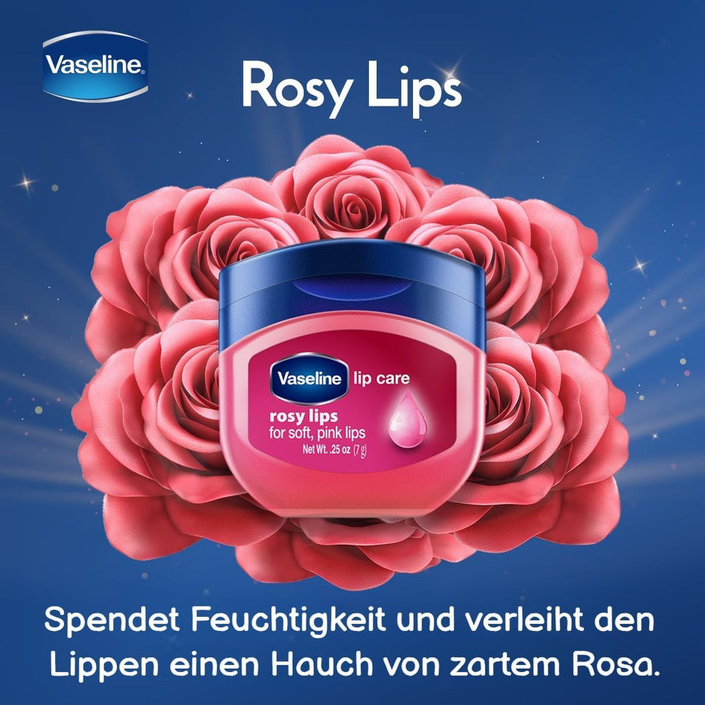 Vaseline Lip Therapy Lip Balm Mini, Rosy Lips | Lip Repair in a Container for ed, Dry Lip | Travel Size 0.5 Oz (Pack of 2)
