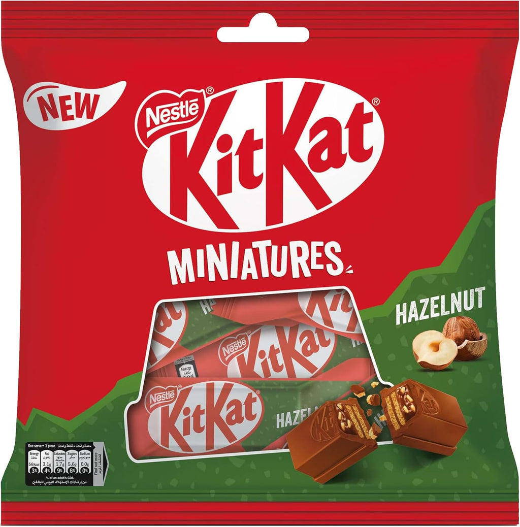 KitKat Nestle Miniatures Crispy Wafer Finger Covered With Hazelnut Chocolate 107g