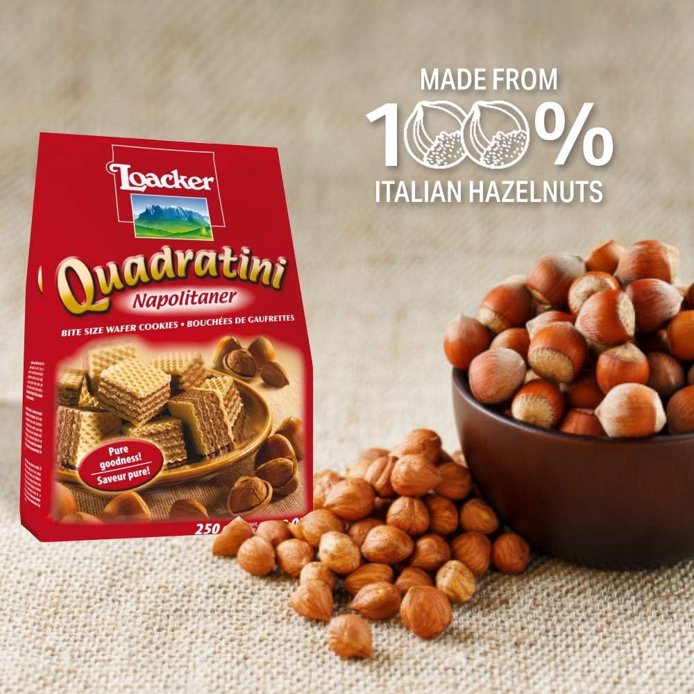 Loacker Quadratini Napolitaner Bite Size Wafer Cookies 250g