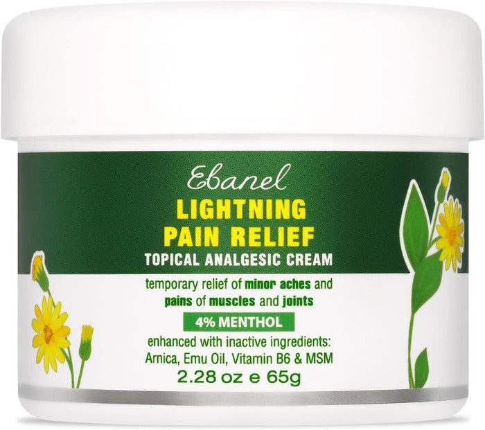 Ebanel Pain Relief Cream, 2.28 Oz Arnica Menthol Arthritis Pain Relief Muscle Rub with MSM, Emu Oil, Hemp Oil, Anti Inflammatory Cream with Camphor, Boswellia for Back Pain, Neck Shoulder Joint Pain
