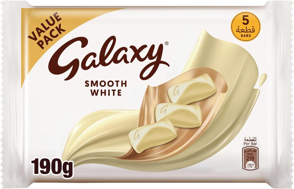 Galaxy White Chocolate Bars, Multipack, 38G X 5