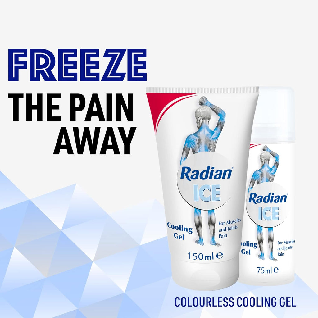 Radian Ice Roll-On Cooling Gel for Acute, Sudden, Shooting Muscle Pain, 75ml, Sprains, Ruptures, Strains, Easy Mess-Free Application, Recover Injured Muscles, All Natural Ingredients