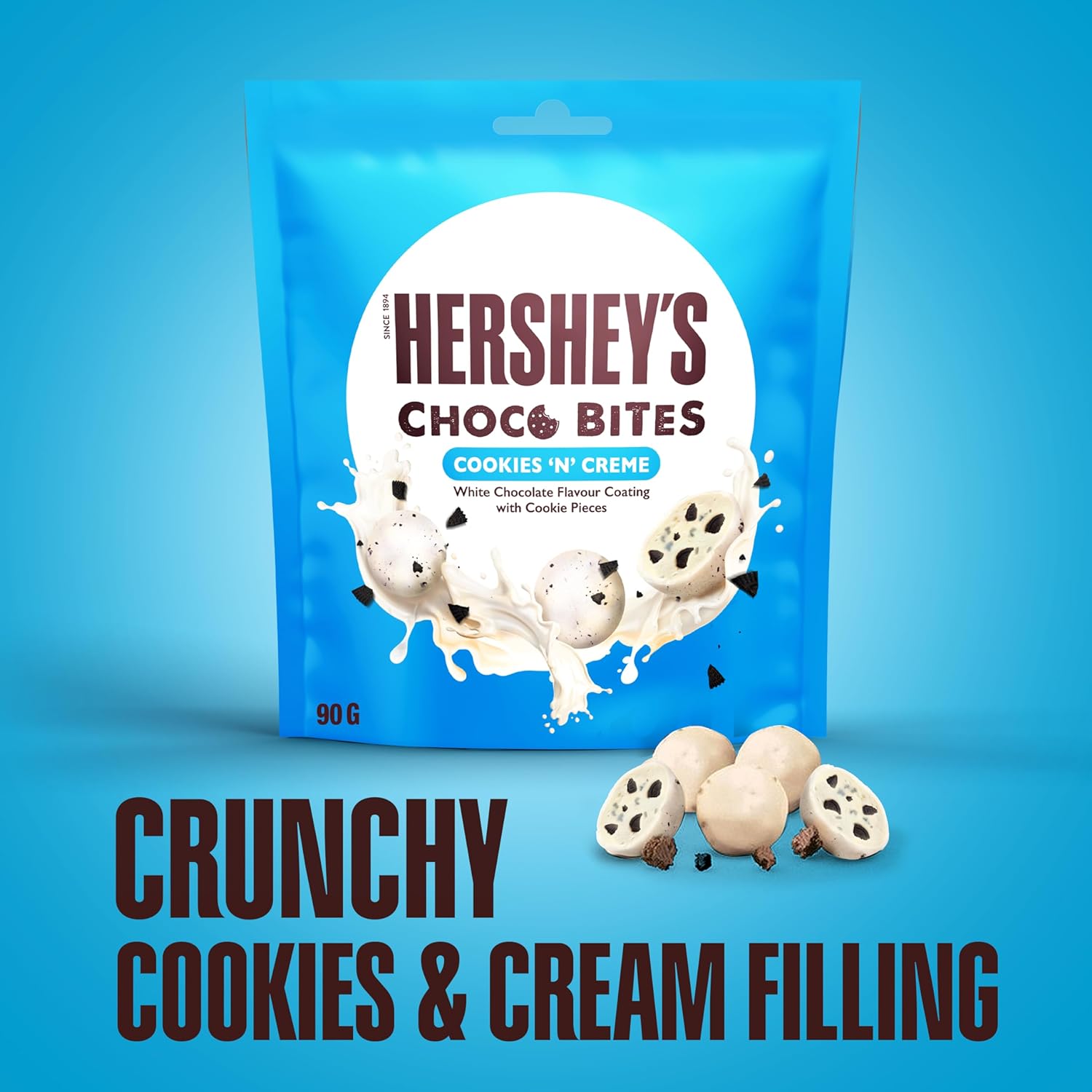 Hershey’s Choco Bites Cookies ‘N’ Creme, with White Chocolate Flavour Coating, 90 g