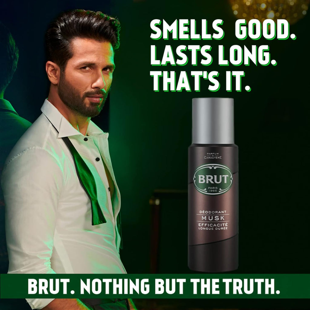 Brut MUSK Long Lasting Fresh Active Odour Protection Signature Scented Body Deodorant Spray for Men - 200 ML