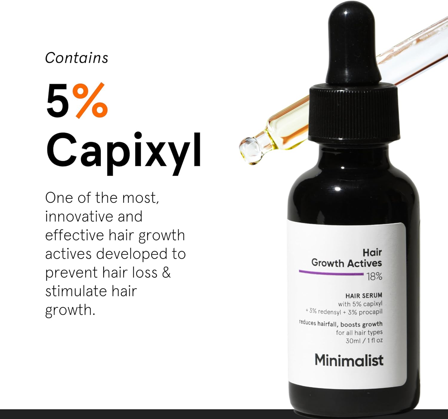 Minimalist 18% Hair Density Serum | With Procapil, Capixyl, Redensyl, Anagain & Baicapil For Hair Fall Control & Hair Growth in Men & Women | 30 ml
