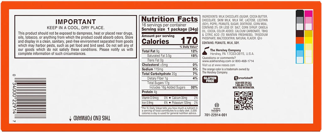 REESE'S STUFFED WITH REESE'S PUFFS CEREAL Big Cup Milk Chocolate Peanut Butter Cups Candy, Gluten Free, 1.2 oz Packs (16 Count)