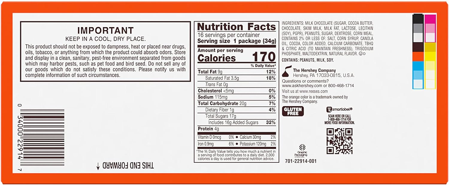 REESE'S STUFFED WITH REESE'S PUFFS CEREAL Big Cup Milk Chocolate Peanut Butter Cups Candy, Gluten Free, 1.2 oz Packs (16 Count)
