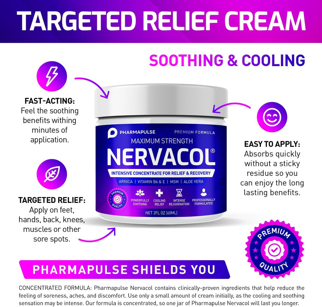 Pure Sciences Neuropathy Nerve Pain Relief Cream - Maximum Strength Relief Cream for Foot, Hands, Legs, Toes Includes Arnica, Vitamin B6, Aloe Vera, MSM - 2oz