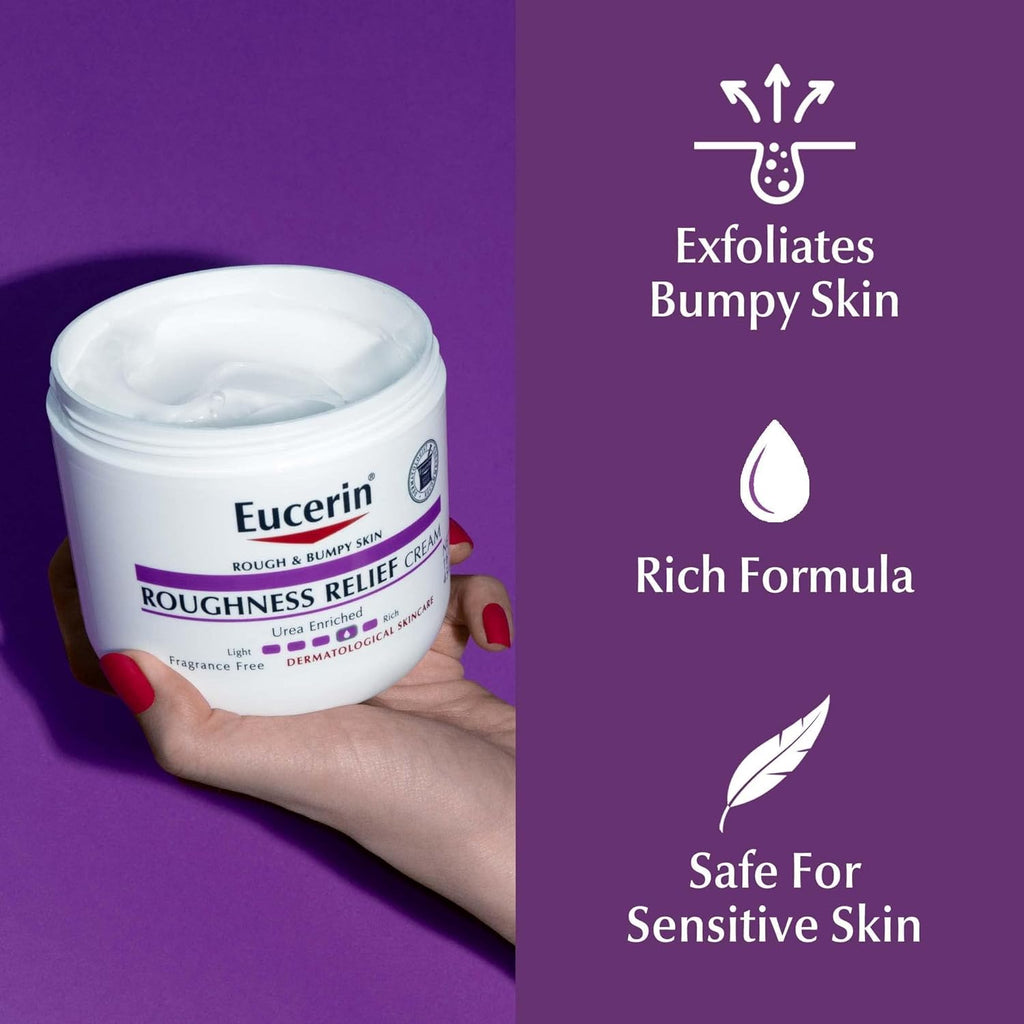 Eucerin Roughness Relief Cream, Fragrance Free Body Cream for Dry Skin, 16 Oz Jar
