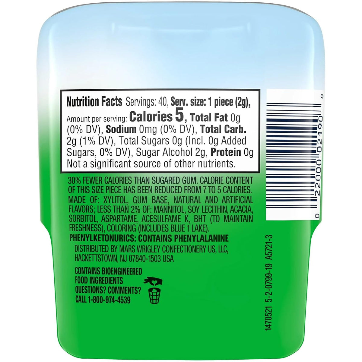 Wrigley's Extra Refreshers Spearmint Flavor Perfect For Freshening Breath Sugar-Free Chewing Gum 67gm