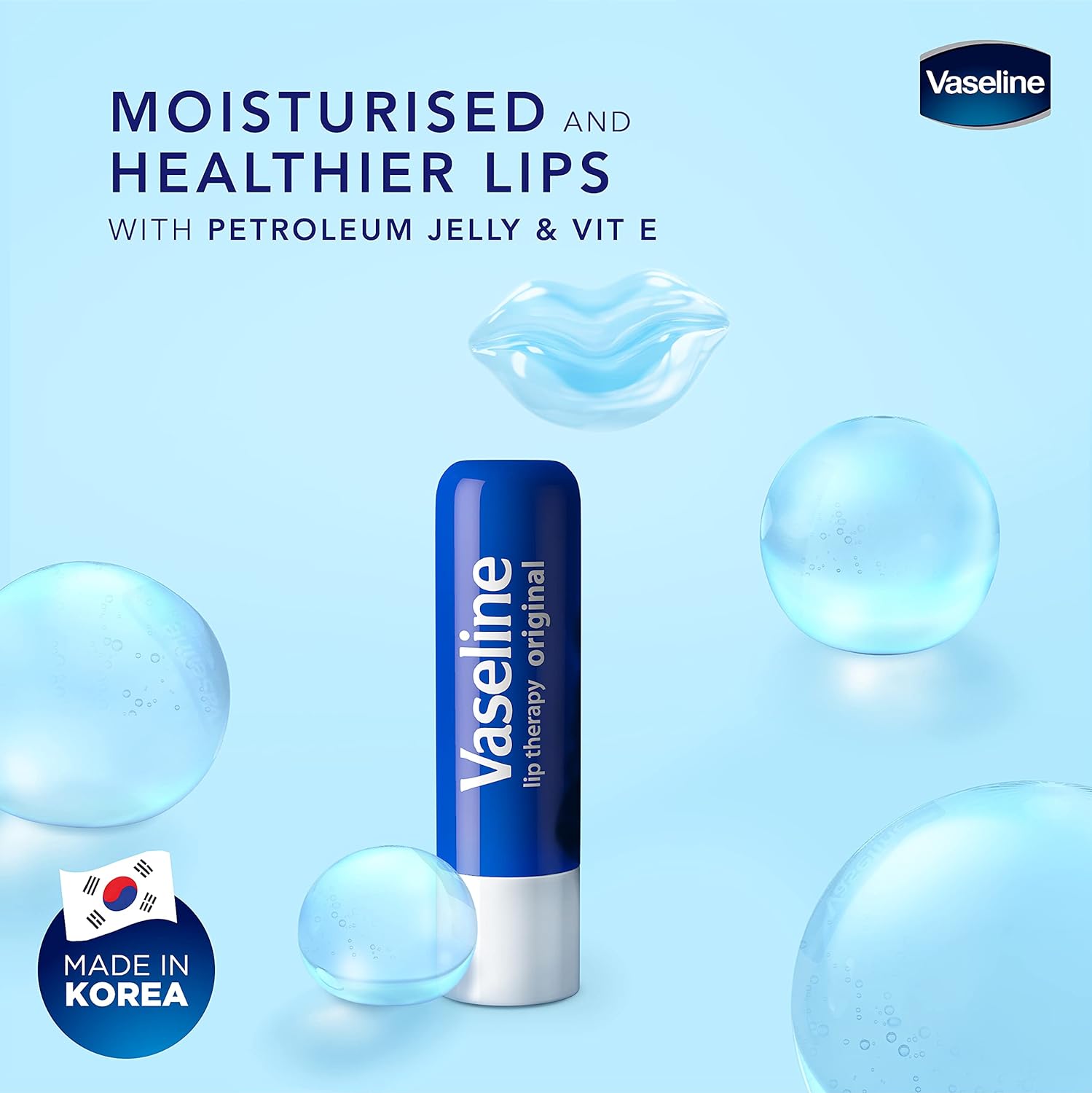 Vaseline Lip Therapy Original Lip Balm With Pure Jelly & Vitamin E For Soft & Glossy Lips| Nourishes & Protects Lips| Non-greasy Lip Moisturizer for Naturally Tinted Lips| 4.8 gm