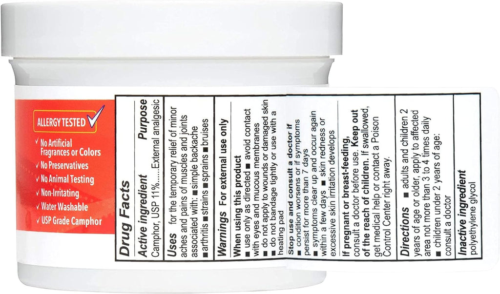 De La Cruz Pain Relief Cream - Maximum Strength Muscle and Joint Camphor Ointment, 2.5oz(70.9g)