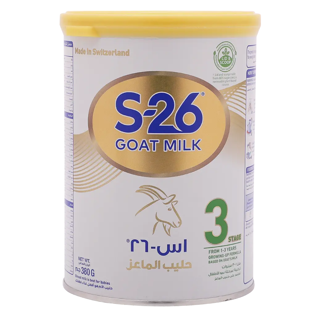 Nestle S26 Goat Milk Stage 3 Growing Up Formula, From 1 to 3 Years, 380g, White