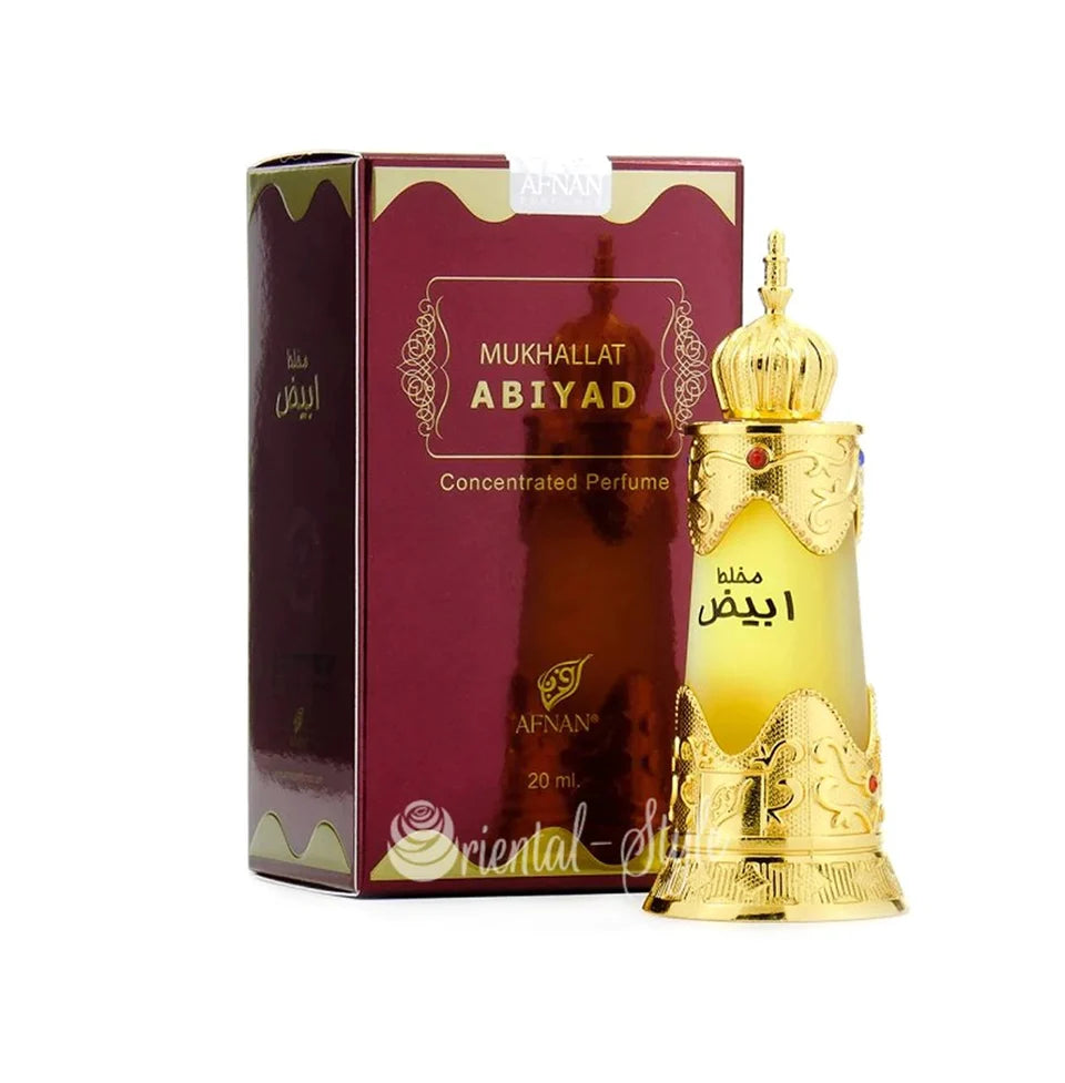 AFNAN Mukhallat Abiyadh Unisex Concentrated Perfume Oil, 20 ML