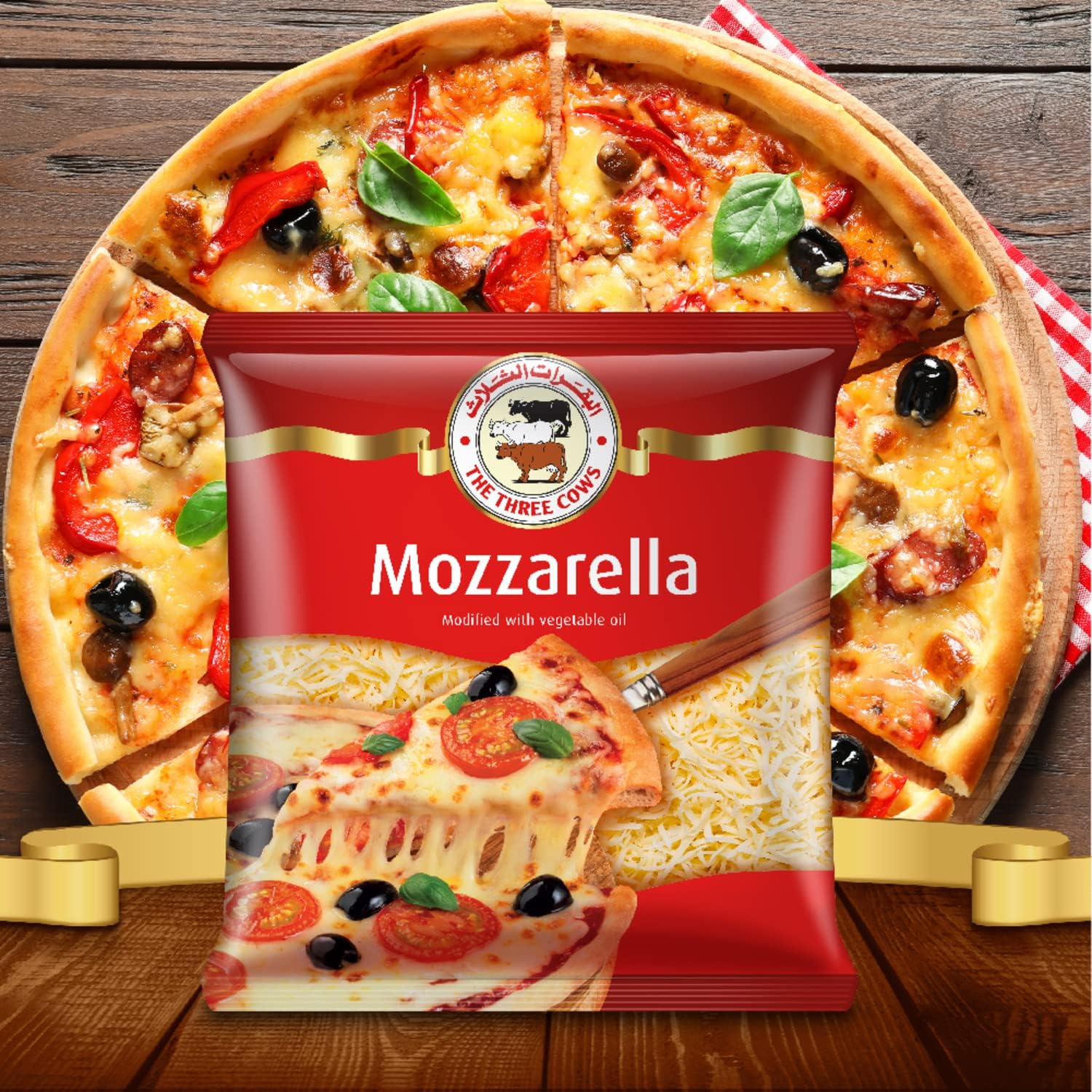 Three Cows Shredded Mozzarella Cheese 1kg