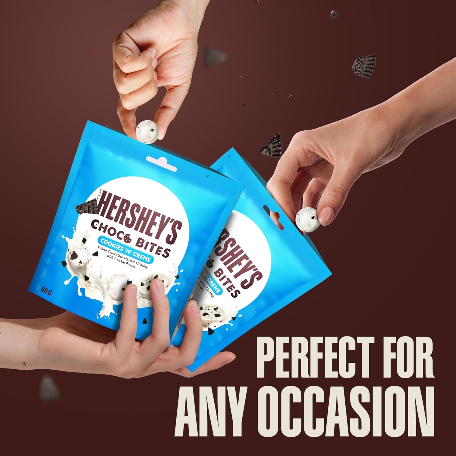 Hershey’s Choco Bites Cookies ‘N’ Creme, with White Chocolate Flavour Coating, 90 g