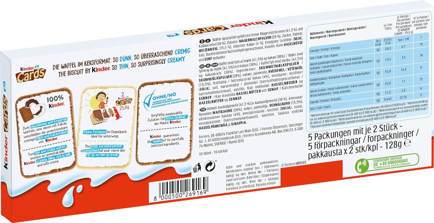 Kinder Cards Chocolate Biscuits 128g