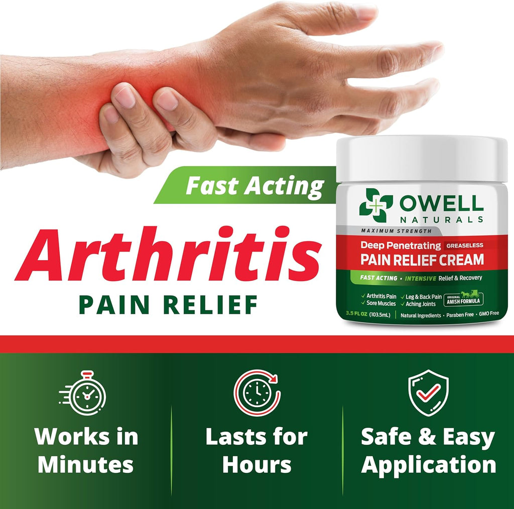 Amish Origins Deep Penetrating, Greaseless Pain Relief Cream, 99.22 g (3.5fl. oz)
