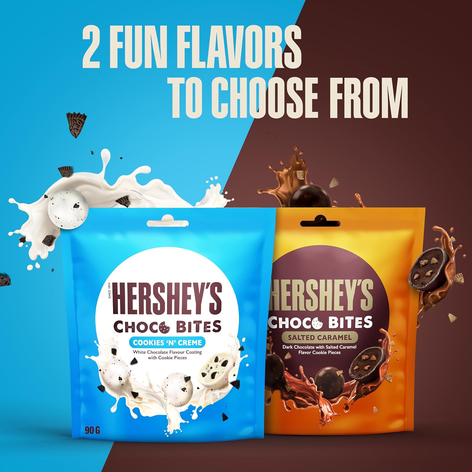 Hershey’s Choco Bites Cookies ‘N’ Creme, with White Chocolate Flavour Coating, 90 g