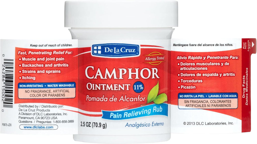 De La Cruz Pain Relief Cream - Maximum Strength Muscle and Joint Camphor Ointment, 2.5oz(70.9g)