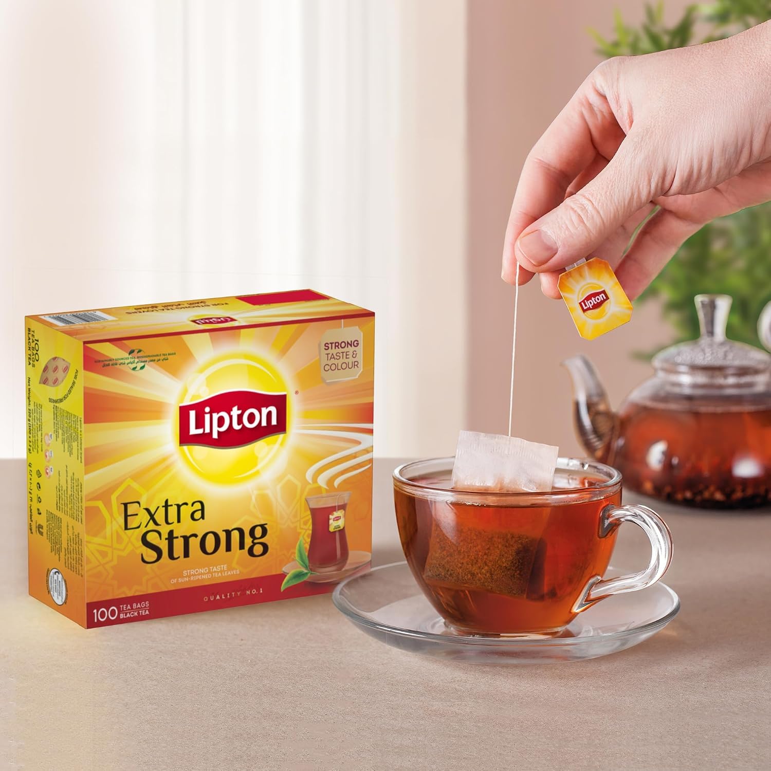 Lipton Extra Strong Black Tea – 25 Tea Bags, Rich & Robust Flavor, 55g