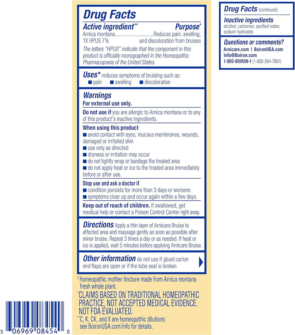 Boiron Arnicare Bruise Gel for Pain Relief from Bruising and Swelling or Discoloration from Injury - 1.5 oz