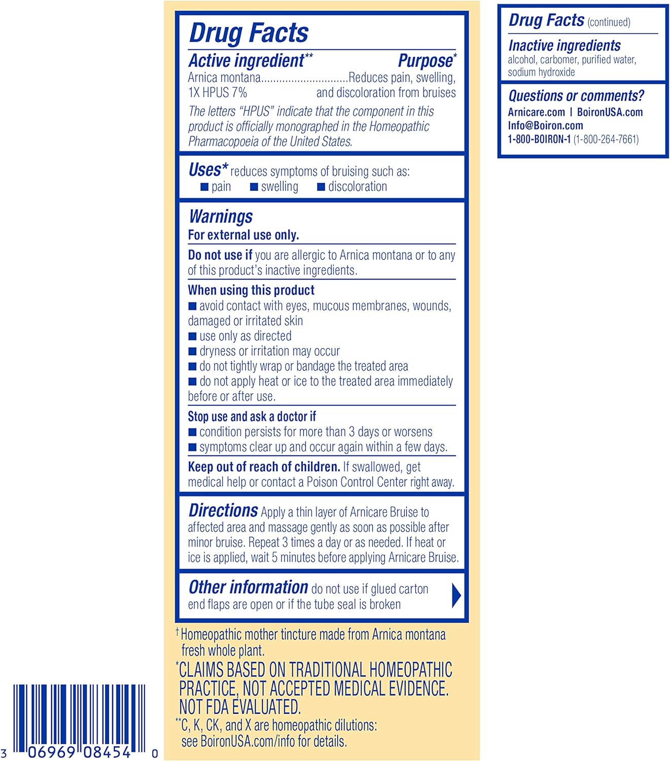 Boiron Arnicare Bruise Gel for Pain Relief from Bruising and Swelling or Discoloration from Injury - 1.5 oz