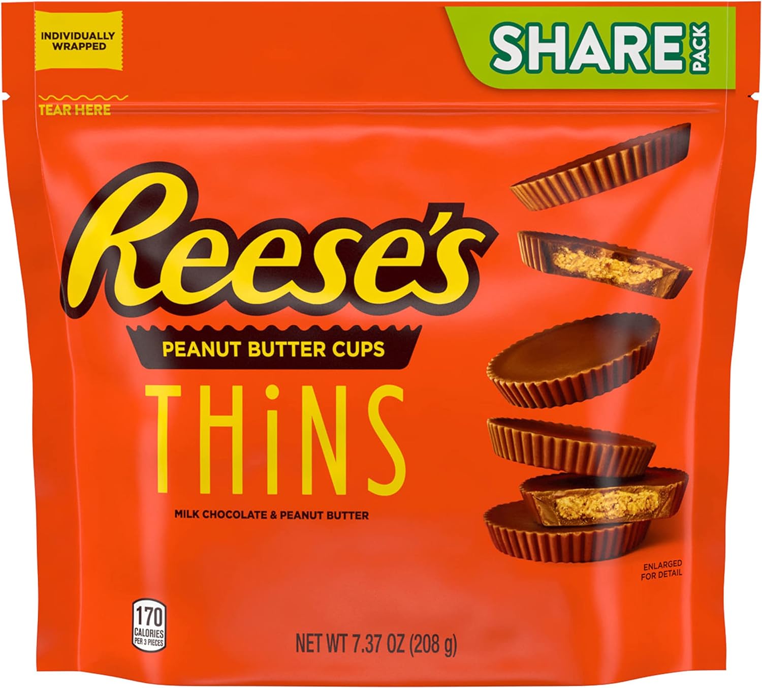 Hershey's Reeseâ€™s Thins, Milk Chocolate and Peanut Butter Cups, 208 g