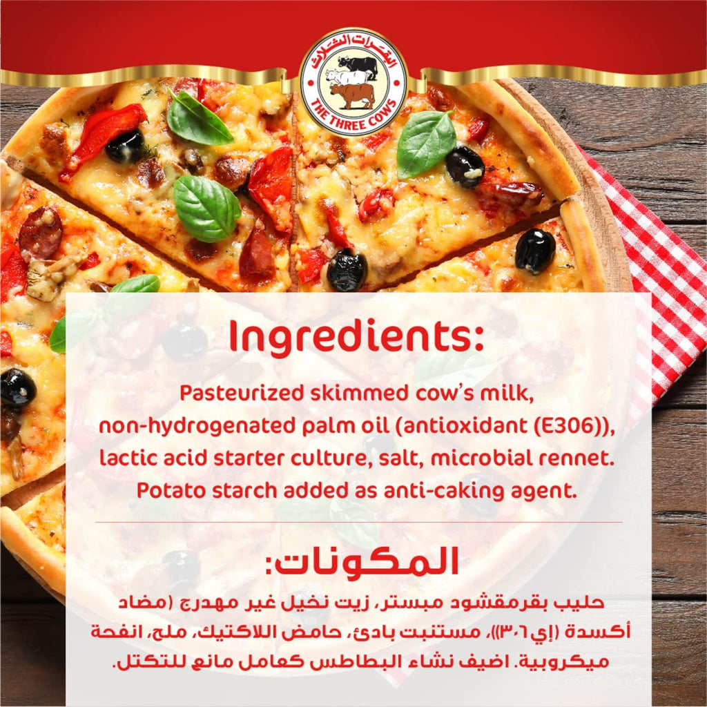 Three Cows Shredded Mozzarella Cheese 1kg