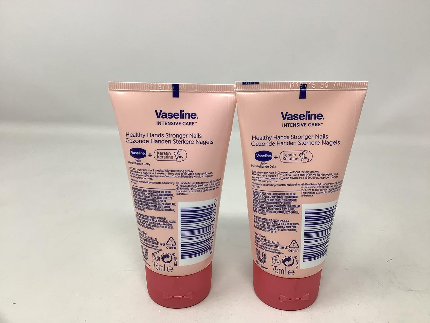 Vaseline Intensive Care Healthy Hands Stronger Nails Hand Cream (75ml, Pack of 2)