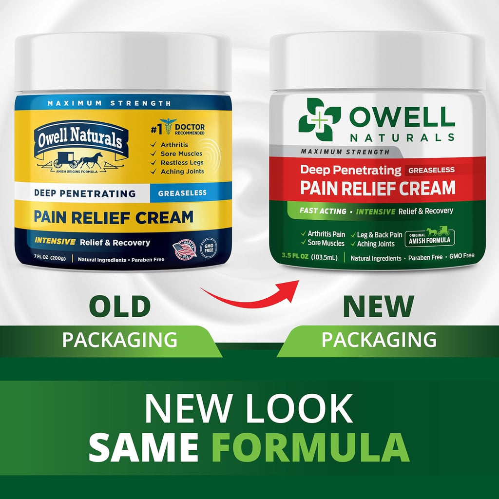 Amish Origins Deep Penetrating, Greaseless Pain Relief Cream, 99.22 g (3.5fl. oz)