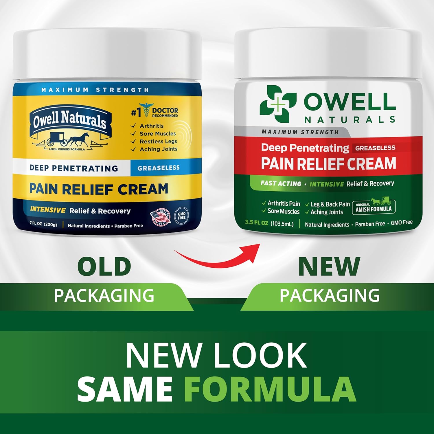 Amish Origins Deep Penetrating, Greaseless Pain Relief Cream, 99.22 g (3.5fl. oz)