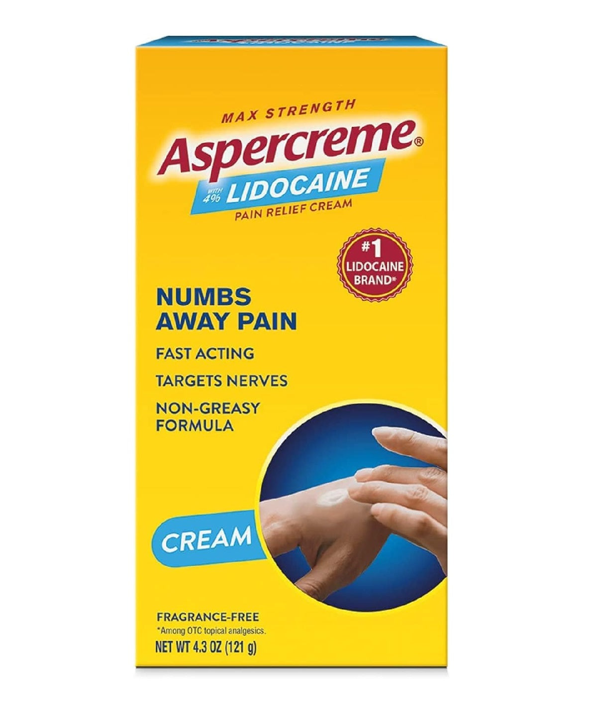 Aspercreme with Lidocaine Maximum Strength Pain Relief Cream, 4.7 oz.